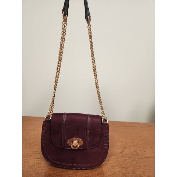 LC Lauren Conrad maroon, small to medium shoulder purse with velvet feel. - Picture 1 of 12